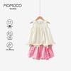 MOMOCO Girls' Summer Pure Cotton 3D Rose Two-Piece Set