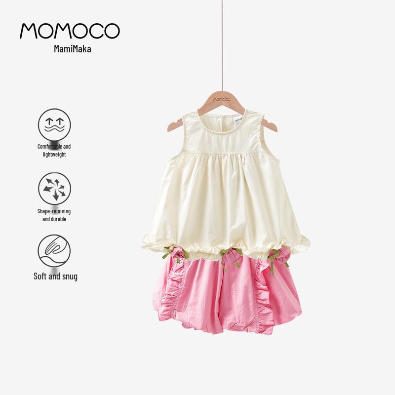 MOMOCO Girls  Summer Pure Cotton 3D Rose Two-Piece Set 110