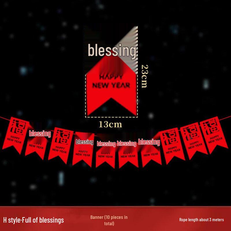 Chinese New Year Happy New Year Pull Flag Set