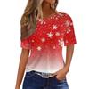 Women's Fashionable Casual Short Sleeve Christmas Print Round Neck Pullover Top