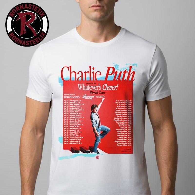 Charlie Puth Whatever s Clever World Tour 2026 Schedule Venue T Shirt L150 XL
