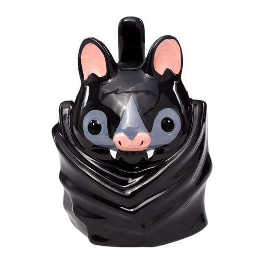 Fledermaus Auf dem Kopf Geformte Tasse Niedliche 3D Fledermaus Keramik Kaffeetasse mit Schwanzgriff Lustige Neuheit Tier Tasse Geschenk für Gotische Heim- und Bürodekoration