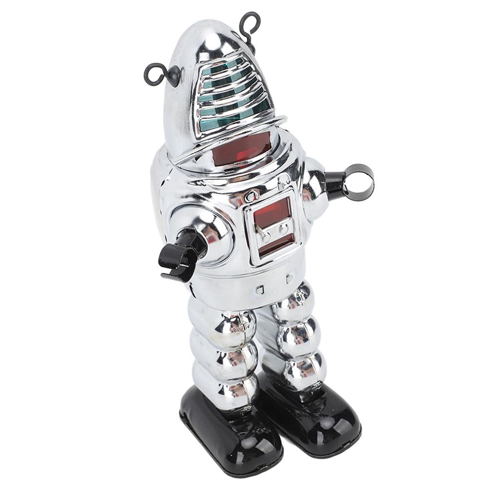 Metal Fencing Robot Adult Clockwork Walking Figurine Toy for Collection Birthday Holiday Gift