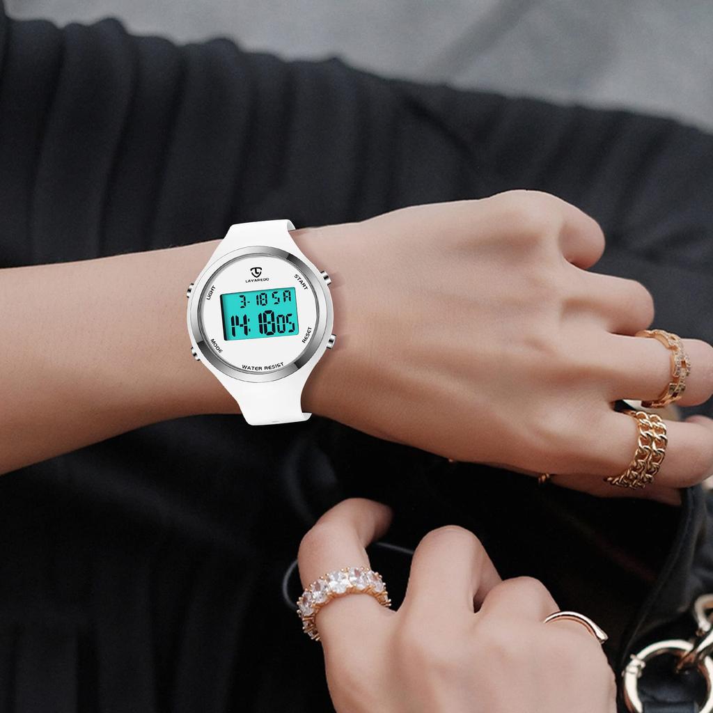 BEN NEVIS Unisex Cyfrowy Zegarek Sportowy, Ponadczasowa Seria Wielofunkcyjna, Wodoodporny Silikonowy Pasek, Podświetlenie LED, Alarm