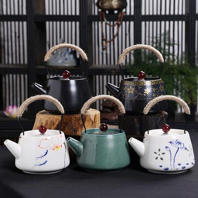 Creative Beam Teekanne, Keramik-Einzelkanne mit Filterloch, beheizter Wasserkocher, Teekanne für Teetassen-Set, orientalische marokkanische Teekanne, Ton-Bar