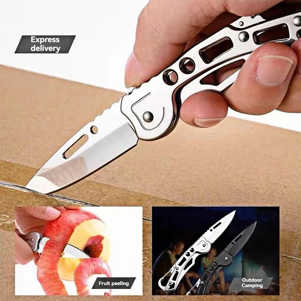 Kitchen Folding Fruit Knife, Shiny Stainless Steel Peeling Knife, Anti Slip Handle, Practical Keychain, Kitchen Accessories