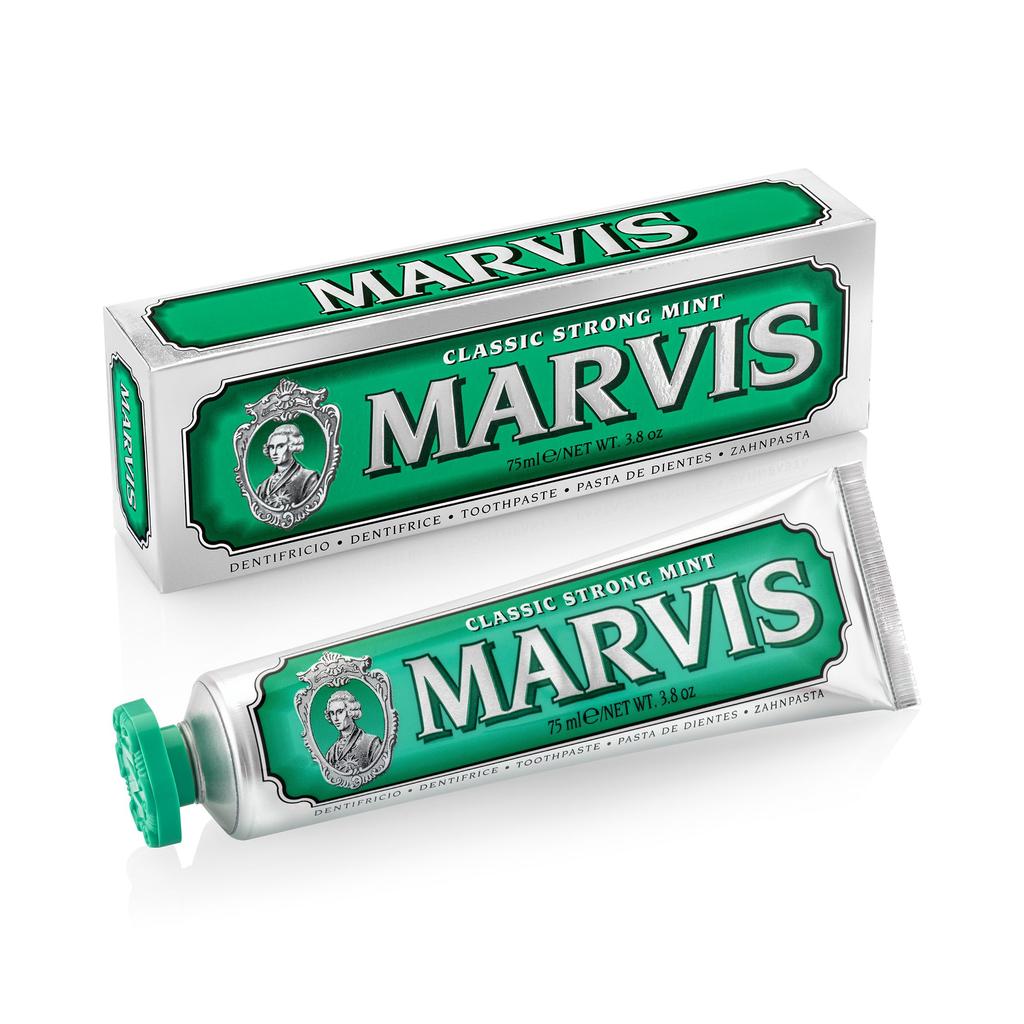 MARVIS Classic Strong Mint Extraordinarily Refreshing Peppermint Oral Made in 75ml Toothpaste, Flavor, Care, Italy,