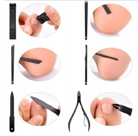 Zestaw 18 Akcesoriów Kosmetycznych Do Manicure, Pedicure I Zabiegów Na Twarz W Czarno - Czerwonym Etui