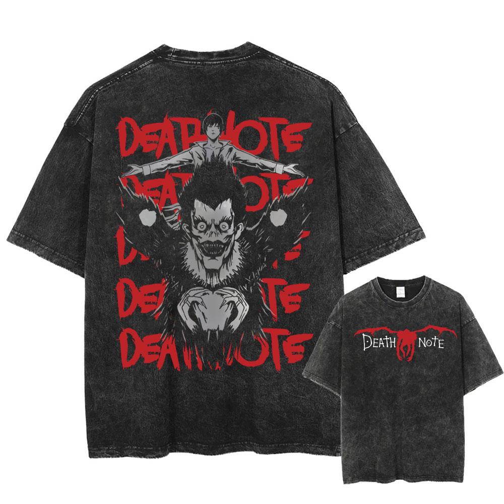 Harajuku Vintage Washed T Shirts Death Note Misa Anime Graphic T Shirt Men Women Cotton Fashion Streetwear Yk Oversized Tshirt