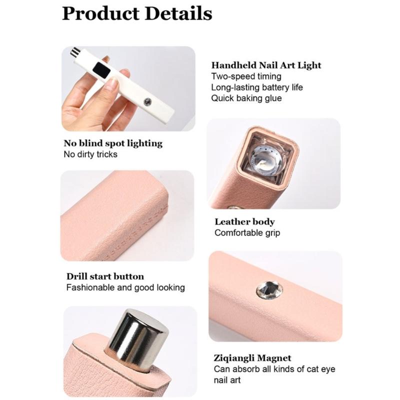 Rechargeable Magnetic Nail Dryer Cats Eye Leather Finish Light Gels Polish Curing System