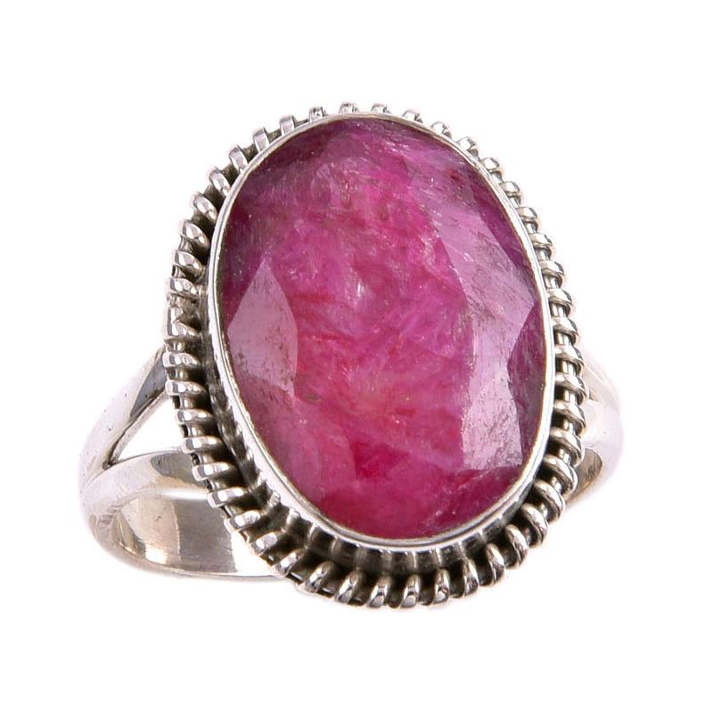 Red Ruby(Simulated) Gemstone Handmade 925 Sterling Silver Jewelry Ring S.7 L9s64