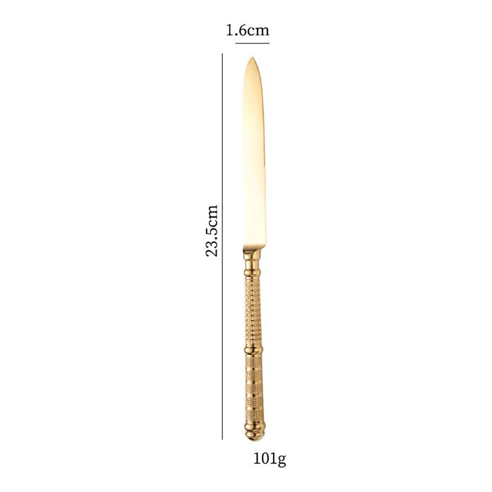 Light Luxury Stainless Steel Tableware Embossed Floral Pattern Knife Fork Spoon Set Durable Silverware for Home Restaurant
