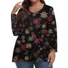 Women's Fashionable Casual Long Sleeved Plus Size  Print Top Plus Size Floral Print Top