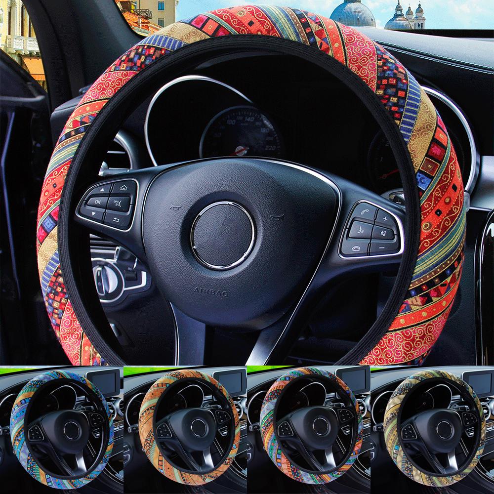 

37-38 см автомобильный Стайлинг, льняной стиль, противоскользящий, дышащий, аксессуары для интерьера, универсальный чехол на руль автомобиля