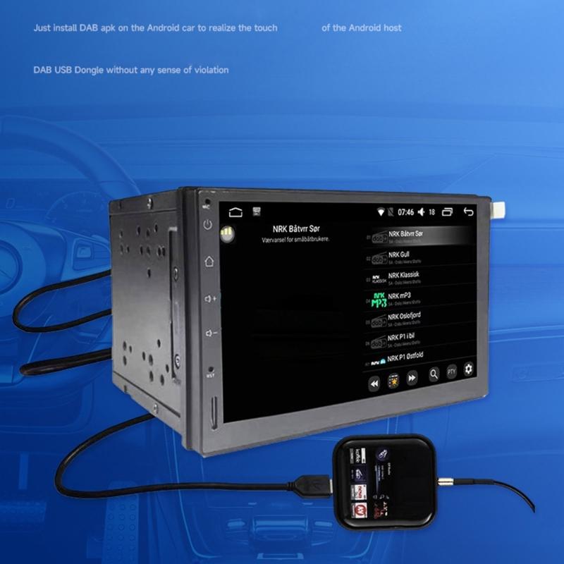 Plugs And Play USB DAB+ Adapter Receiver Signal Head Unit Player With Active Film Antenna For Car Radio High Sensitivity