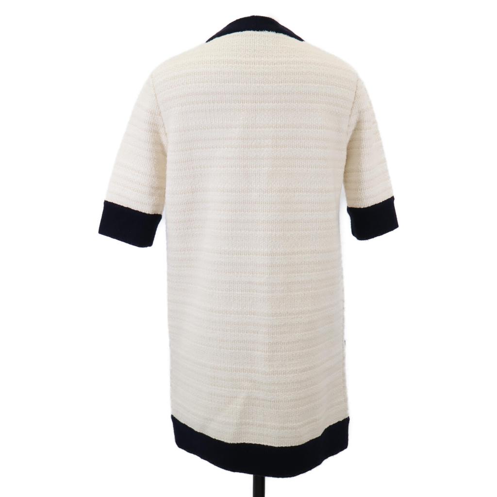 GUCCI [Good condition/domestic regular] 490346 Tweed collarless coat S White / blackUsed