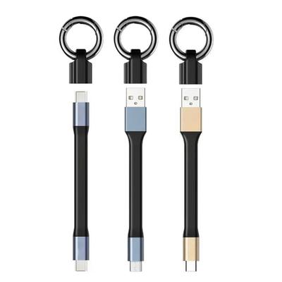 Short USB Type C Charging Cable with Keyring 3A Rapid Transfer Power Cord for Portable Devices