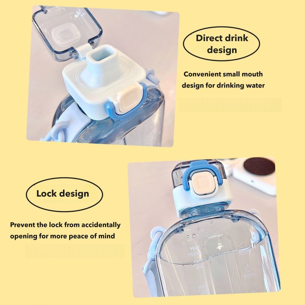 Transparent Sport Drinking Bottle with Adjustable Strap Drinking Cup Plastic Water Bottle  Outdoor