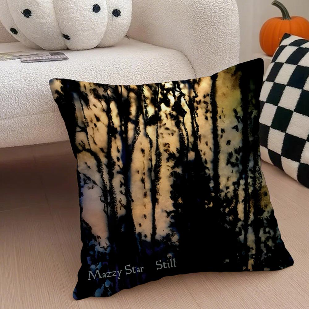 Pop Music Album M-Mazzy Star Pillow Case Anti-dustmite Pillowcase Invisible zipper silky short plush Sofa cushion cover