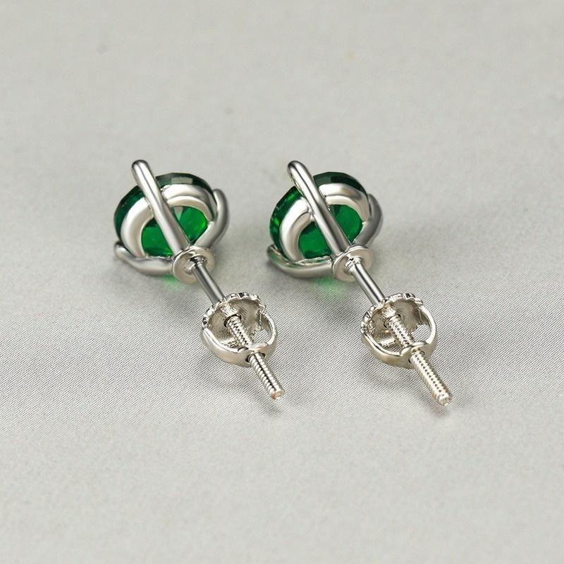 Fashion Round Cut Moissanite Earring Silver Green Sappire Crystal Stud Earrings Wedding Engagement Fashion Jewelry