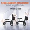 Folding Knee Scooter, Carbon Steel Steerable Knee Walker with Height-Adjustable Handlebar & Knee Pad, All-Terrain Solid Wheels, Dual Brakes, Leg