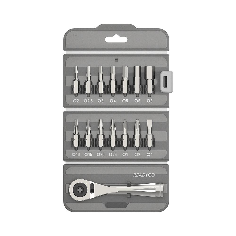 READYGO Compact Ratchet Screwdriver Set for Bikes, Home, Furniture, and Office Repairs