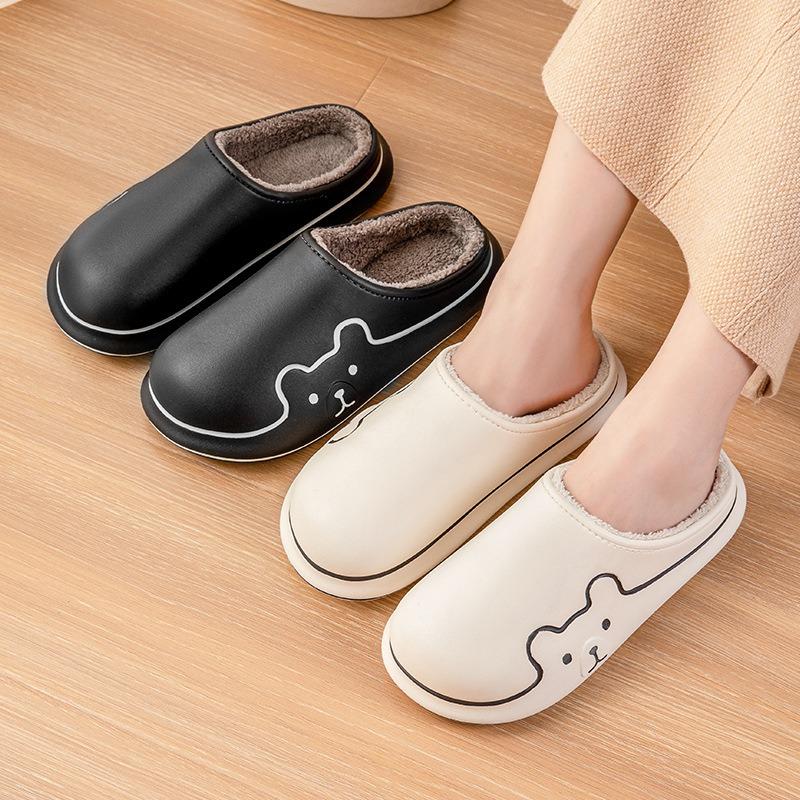 Waterproof Warm Eva Cotton Slippers Winter Men's Home New Non-slip Couple Wear Plush Cotton Drag Women