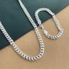 925 Sterling Silver Jewelry Fashion Trend 6mm Sideways Cuban Necklace Bracelet Set Birthday Party Anniversary Gift