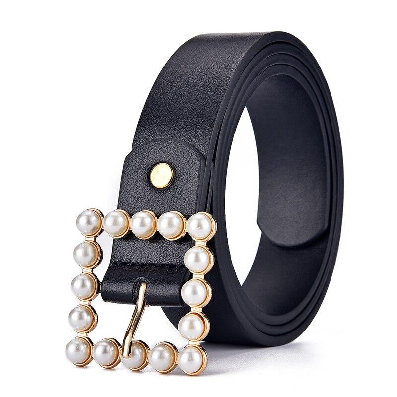 New Women's Belt Fashion Pearl Buckle Belt Trend Versatile Jeans Belt PU Leather Belt Street Trend Y2K Belt Gift for Girlfriend