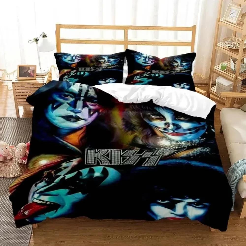 Comforter 3D Print Kiss Band Rock Bedding Set 3D Printed Suitable For Bedroom Kids Home Textile
