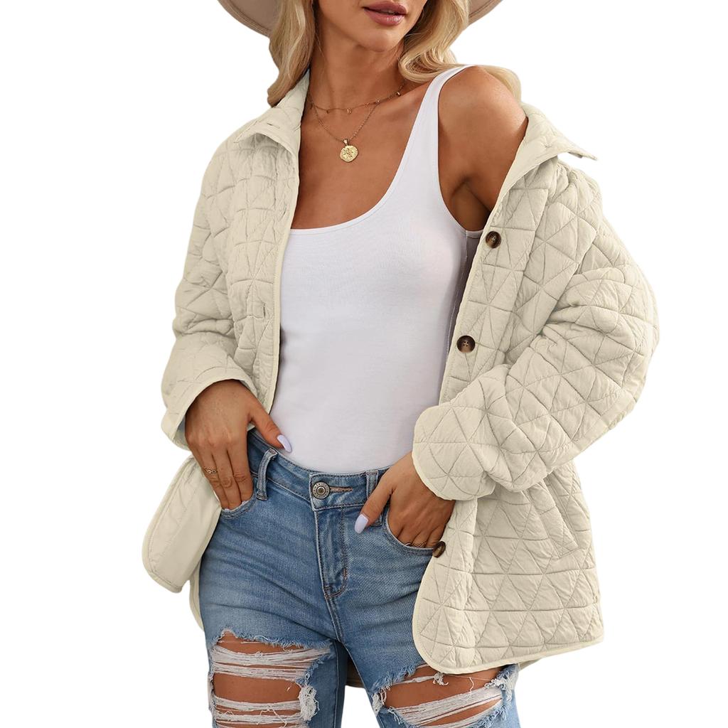 Women's Lightweight Jacket Casual Winter Open Front Button Coat Outwear