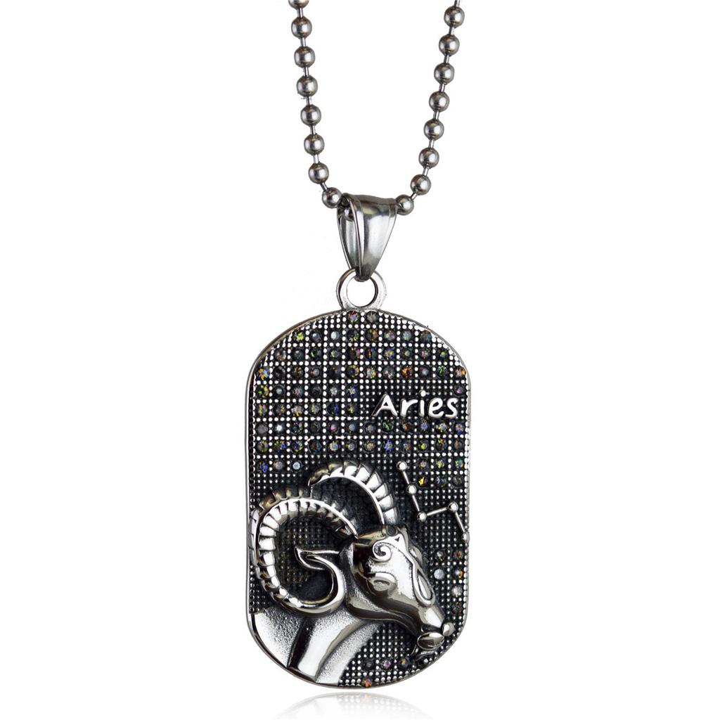Hip Hop Mode Anhänger Punk Zwölf Sternzeichen Titanstahl Anhänger Halskette Trendy Retro Persönlichkeit Anhänger