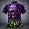 Skeleton 3D Printed Men's T-shirt Fashionable Street Gothic Style Short Sleeved Top Casual Personalized Round Neck Clothing