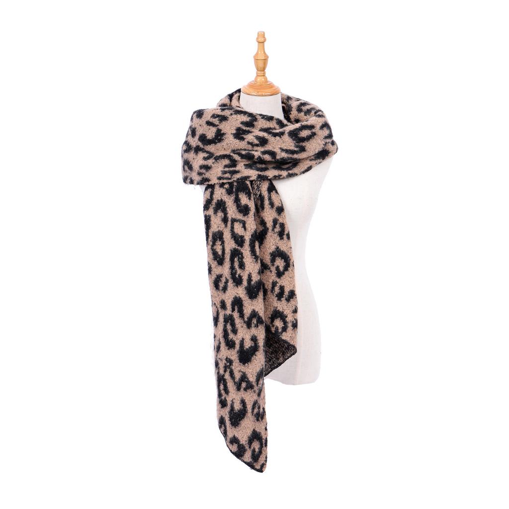 Leopard Print Faux Cashmere Warm Fashionable Versatile Women Scarf