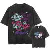 2025 Hot Anime Arcane Jinx Washed T-shirt Retro Monkey Graffiti TShirts Men Women O-Neck Printed Tees Tops Summer Short Sleeves