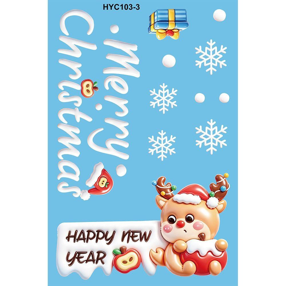 9Pcs Removable Christmas Window Stickers Christmas Static Stickers Bathroom Glass Decor