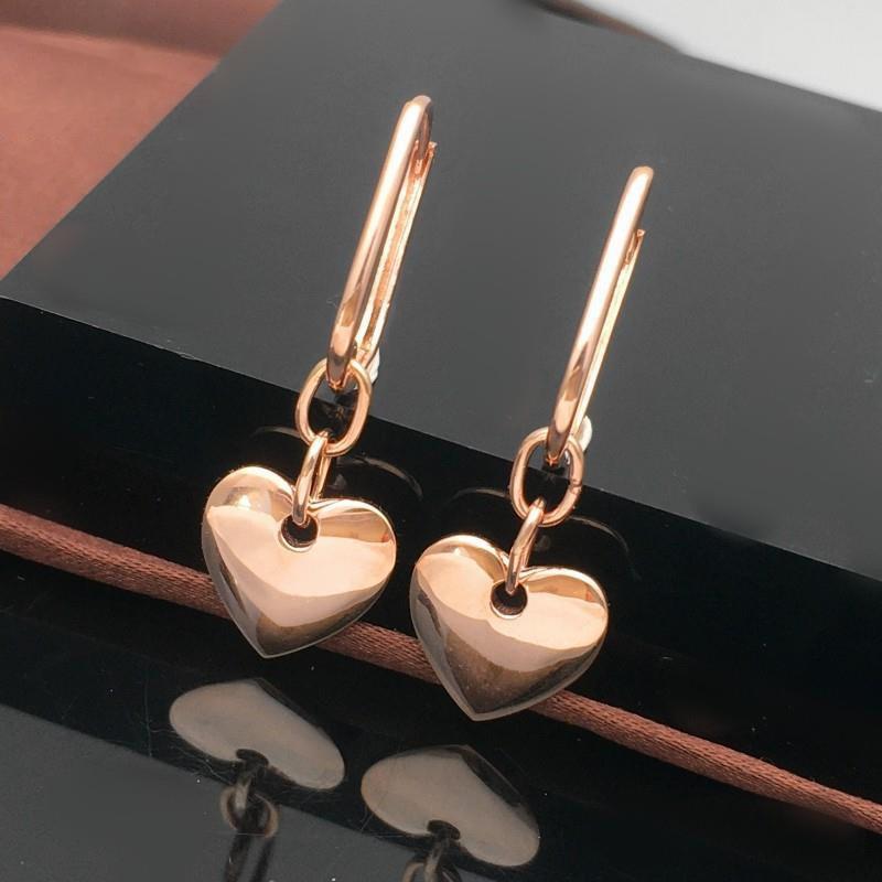 Exquisite Russian Purple Gold Glossy Peach Heart Simple And Exquisite Earrings Rose Gold Plated Fashion Love Earrings Jewelry