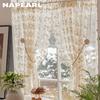1PC NAPEARL Flower Embroidery Lace Sheer Curtain French Countryside Cream Style Half Curtain for Bedroom Living Room Window Showcase Home Decor