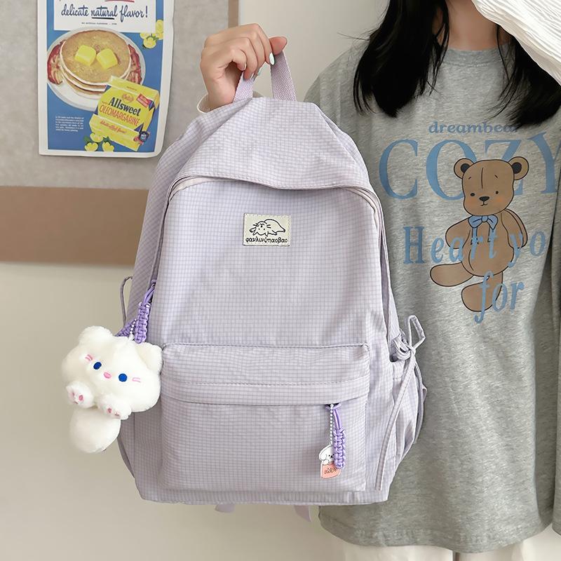Schoolbag small fresh student schoolbag female Japanese cute solid color simple primary and secondary school student backpack leisure travel backpack