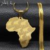 Karte von Afrika Afrikanischer Elefant Halskette für Damen Herren Edelstahl Goldfarbe Tier Anhänger Halsketten Schmuck NXHXD560S05