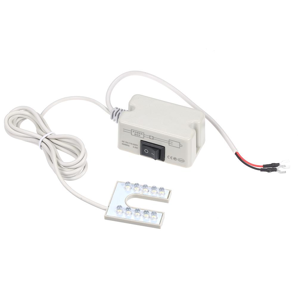 AC110-250V 2W 10LEDs U Forma Máquina de Costura Lâmpada de Luz Base Fixa para Trabalho Doméstico Deveres Domésticos