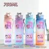 750ML Anime KPop Demon Hunters Sports Water Bottle Leak Proof Colorful Straw Cup Portable Water Bottle designed for Outdoor Sport Fitness