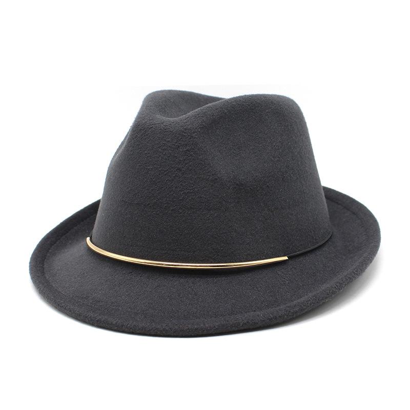 Wool Top Hat Ladies Trend Hat Gold Buckle Jazz Hat Wool Felt Hat
