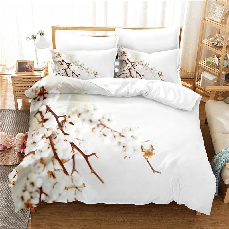 Elegantes Blumen-Bettwäscheset, Bettbezug-Set, 3D-Bettwäsche, Digitaldruck, Queen-Size-Bettwäscheset aus Polyester, modisches Design, bunt