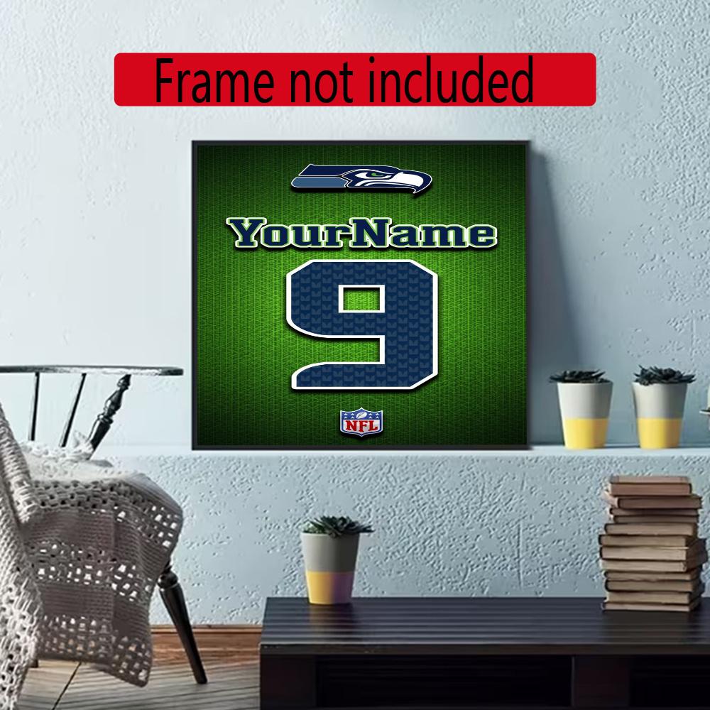 Seattle Seahawks Customize Text Diamond Painting Round Diamond Mosaic Suitable For Beginners Diamond Painting Rhinestones Gift Frameless