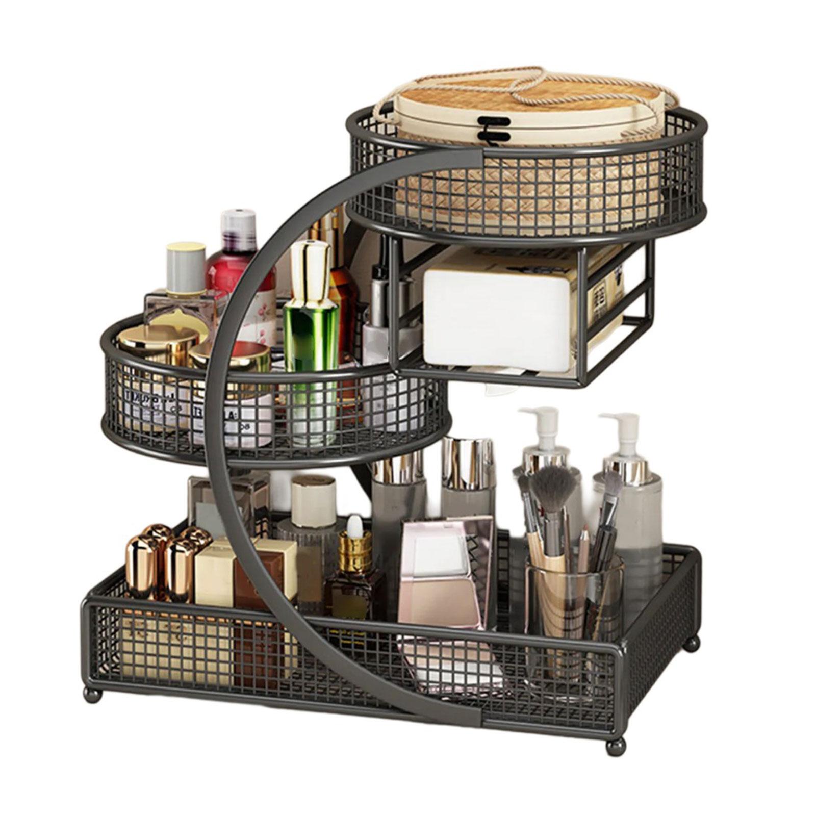 

Металлические органайзеры для косметики без сборки, портативное хранение на столешнице для ухода за кожей, губных помад, аксессуар для ванной комнаты