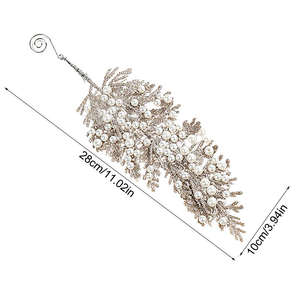 Christmas Tree Branches Ornaments Artificial Shiny Pendant With Pearl Christmas Glitter Stems For Holiday Birthday Party Offices