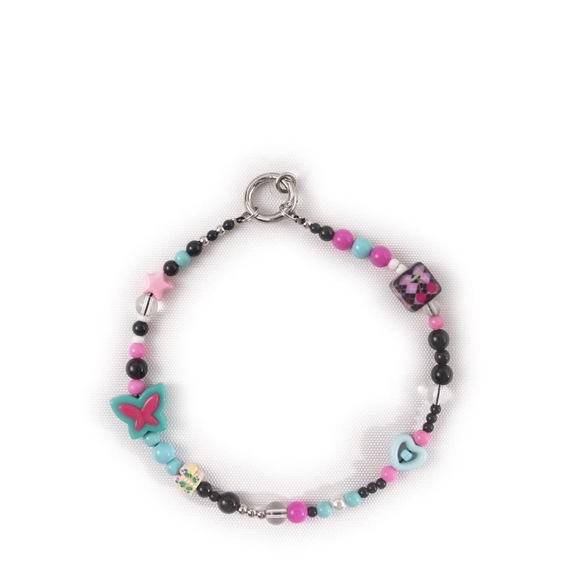 Colorful Butterfly Heart Wristband with Round Buckle Phone Lanyard