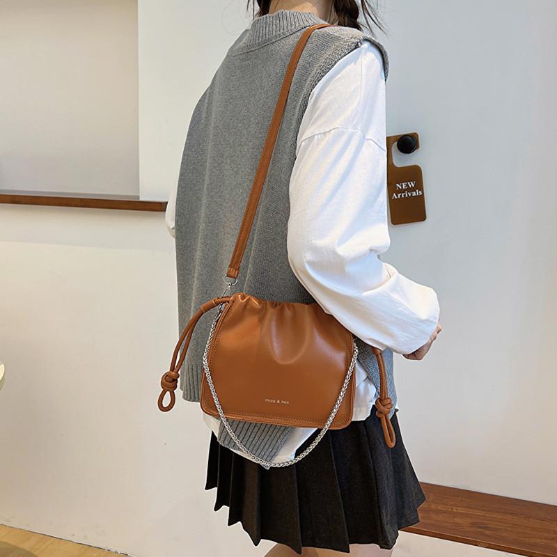 Trendy Street Style Pu Leather Bucket Bag For Casual Commuting Fall 2023