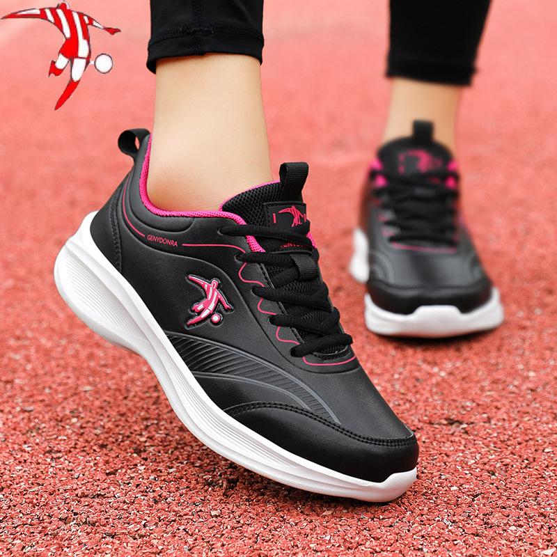 Joni Danlai Sports Women's Shoes Student Feet Soft Leather Surface Waterproof Non-slip Lightweight Women's Running Shoes Spring and Autumn